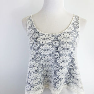 FINAL TOUCH Lace CROP Tank heather blue free flow